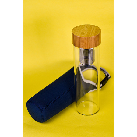 Szklana butelka z zaparzaczem herbaty Gourmet 600 ml, granatowy  | R08273.42