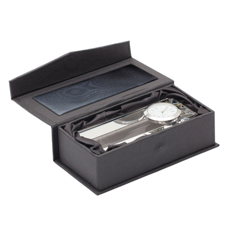 Kryształowy przycisk do papieru z zegarem Cristalino | RD-R22186.00