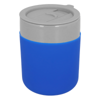 Kubek ceramiczny TEONA z plastikową pokrywką, szary - 320 ml | PR-6146.33
