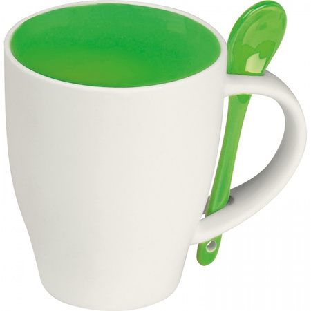 Kubek ceramiczny z łyżeczką 250 ml | MC-8509509