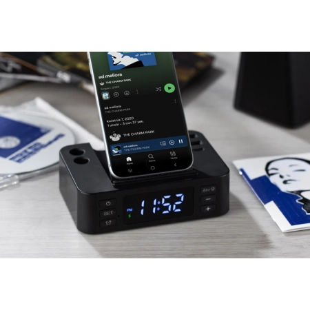 Budzik z ładowarką indukcyjną CLOCKI | BC-09172-02