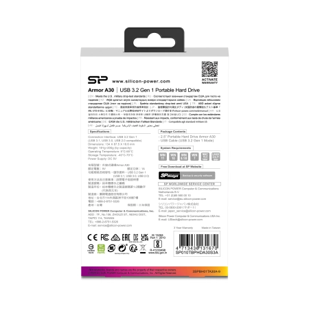 Przenośny dysk Armor A30, 1TB Silicon Power | EG-EG821203