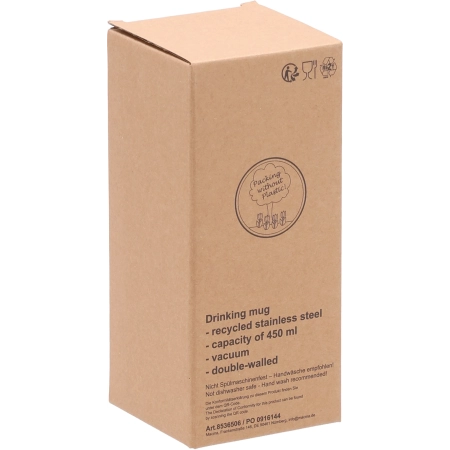 Kubek termiczny ze stali z recyklingu 450 ml SILVIO | MC-8536503