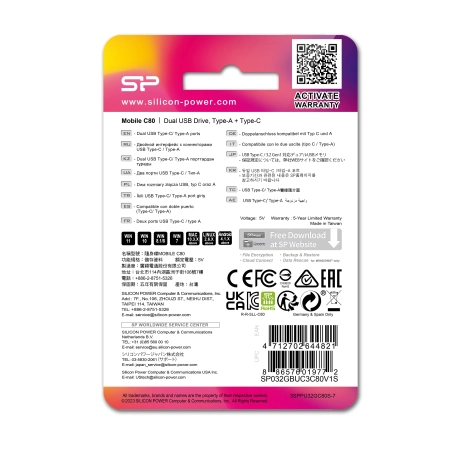 Pendrive z wejściem USB typu C Mobile C80, 64GB 3.2 Silicon Power | EG-EG 815007 64GB