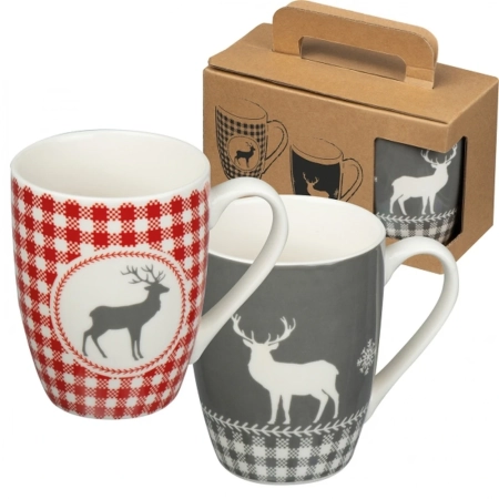 Zestaw 2 świątecznych kubków porcelanowych 300 ml ARMIN 82536mc