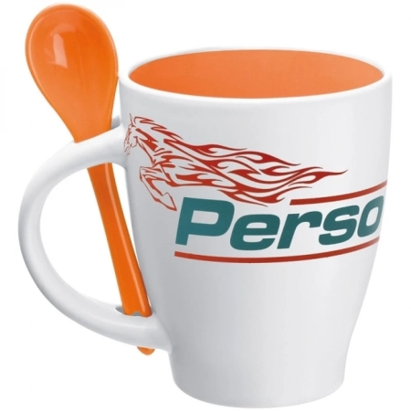 Kubek ceramiczny z łyżeczką PALERMO 250 ml | EG-509510
