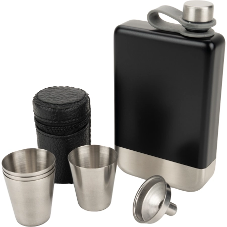 Zestaw piersiówka 266 ml, kieliszki 30 ml i lejek TAHAT Schwarzwolf | MC-F5001200AJ303