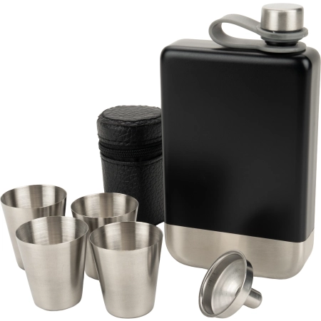 Zestaw piersiówka 266 ml, kieliszki 30 ml i lejek TAHAT Schwarzwolf F5001200AJ303