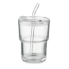 Szklany kubek ze słomką 400ml SIP MO2502-22