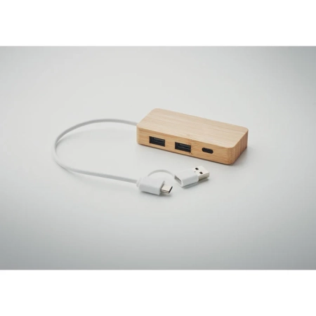 3-portowy bambusowy hub USB HUBBAM | MO-MO2143-40
