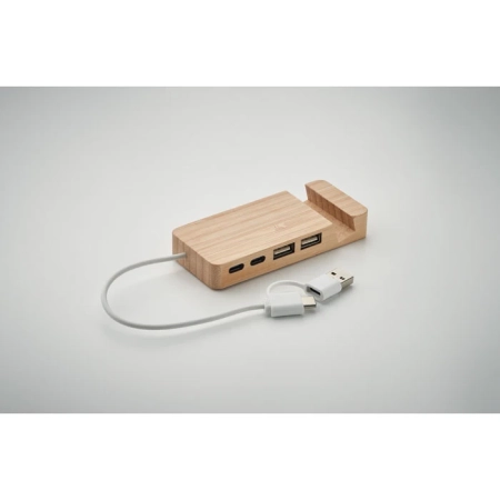 4-portowy bambusowy hub USB HUBSTAND | MO-MO2144-40