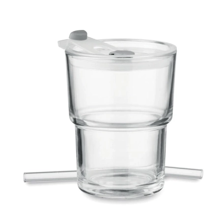 Szklany kubek ze słomką 400ml SIP | MO-MO2502-22