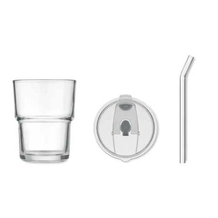 Szklany kubek ze słomką 400ml SIP | MO-MO2502-22