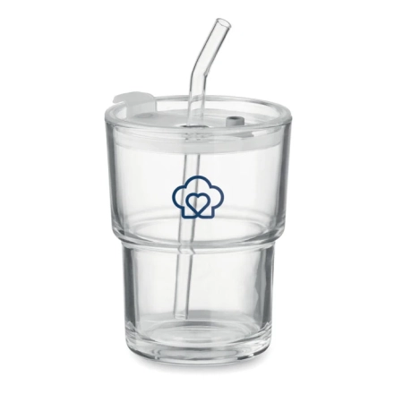Szklany kubek ze słomką 400ml SIP | MO-MO2502-22
