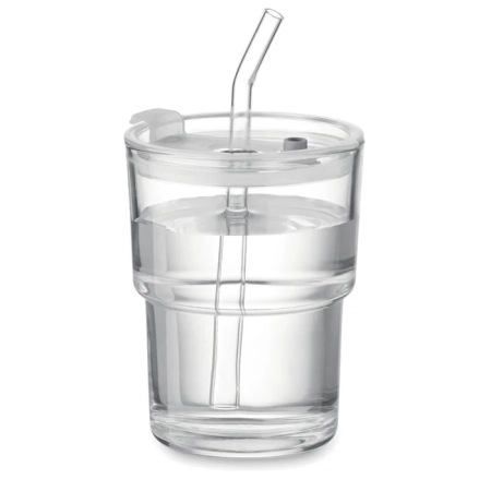 Szklany kubek ze słomką 400ml SIP | MO-MO2502-22