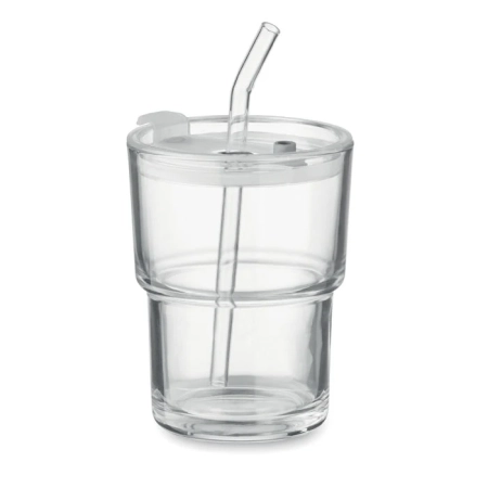 Szklany kubek ze słomką 400ml SIP MO2502-22