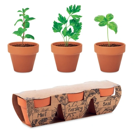 Zestaw 3 doniczek z terakoty FLOWERPOT MO6145-40
