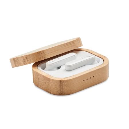 Słuchawki TWS w etui z bambusa JAZZ BAMBOO MO6780-40