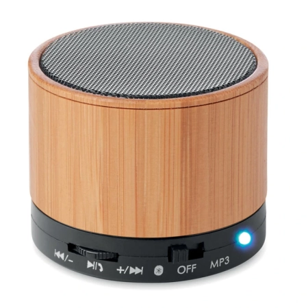Głośnik bezprzew z bambusa ROUND BAMBOO MO9608-03
