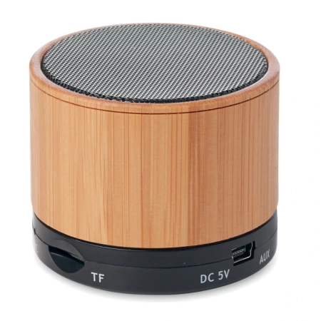 Głośnik bezprzew z bambusa ROUND BAMBOO | MO-MO9608-03