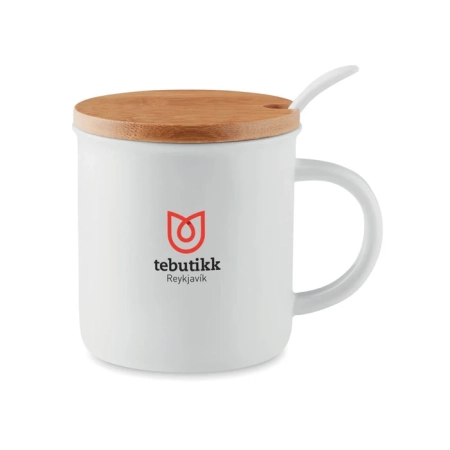 Porcelanowy kubek z łyżeczką KENYA | MO-MO9708-06