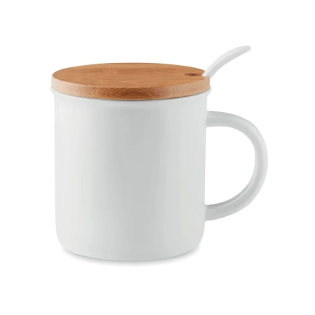 Porcelanowy kubek z łyżeczką KENYA | MO-MO9708-06