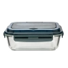 Szklany lunch box ze sztućcami Lagos 1000 ml, czarny | RD-R08444.02