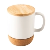 Kubek ceramiczny z bambusową przykrywką Giulia, biały | RD-R85309.06.O