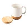 Kubek ceramiczny z bambusową przykrywką Giulia, biały | RD-R85309.06.O