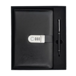 Zestaw notes z szyfrem i długopis Windsor, czarny R02336.02