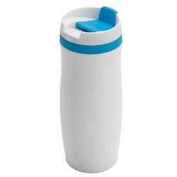 Kubek termiczny Viki 390 ml, niebieski/biały R08336.04