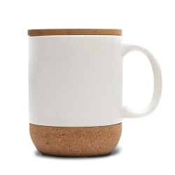 Kubek ceramiczny z bambusową przykrywką Giulia, biały R85309.06.O