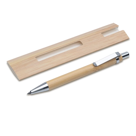 Bambusowy, wieczny długopis/ołówek w etui Lakimus, beżowy R02315.13