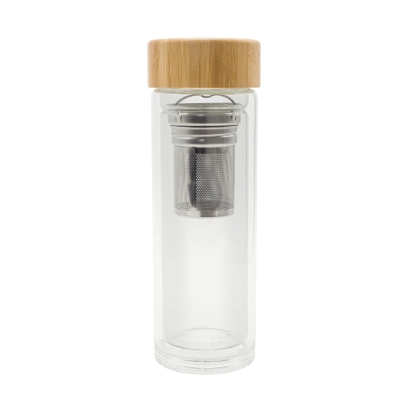 Dwuścienna butelka z zaparzaczem Helen 400 ml, transparentny R08210.00