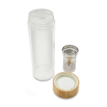 Dwuścienna butelka z zaparzaczem Helen 400 ml, transparentny | RD-R08210.00