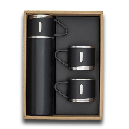 Termos z kubkami Attu 500 ml, czarny | RD-R08217.02