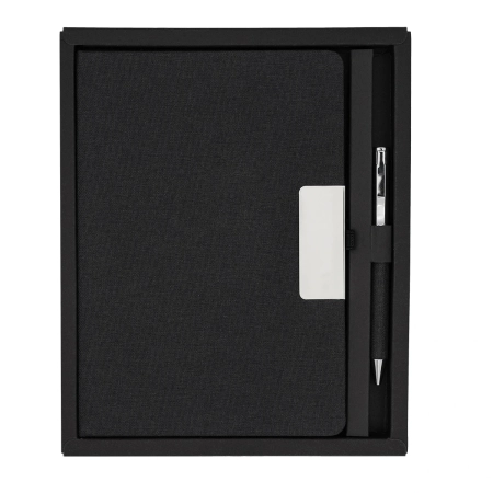 Notes z długopisem w pudełku Plata, czarny | RD-R17018.02