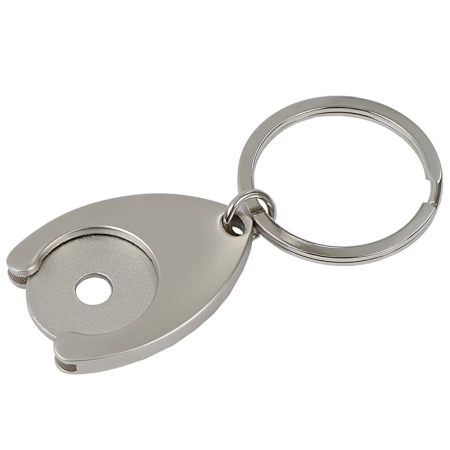 Metalowy brelok z żetonem Disc, srebrny | RD-R73269
