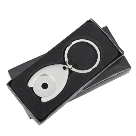 Metalowy brelok z żetonem Disc, srebrny | RD-R73269