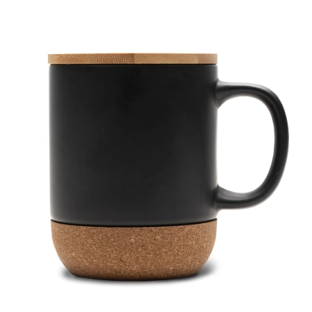 Kubek ceramiczny z bambusową przykrywką Giulia, czarny R85309.02.O
