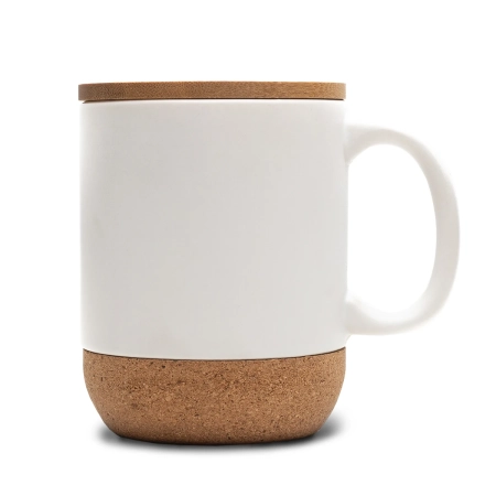 Kubek ceramiczny z bambusową przykrywką Giulia, biały R85309.06.O