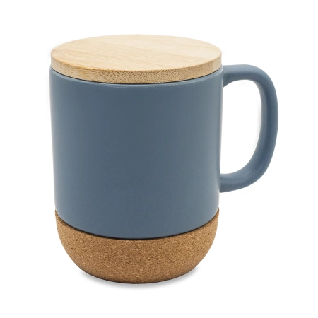 Kubek ceramiczny z bambusową przykrywką Giulia, szary | RD-R85309.21
