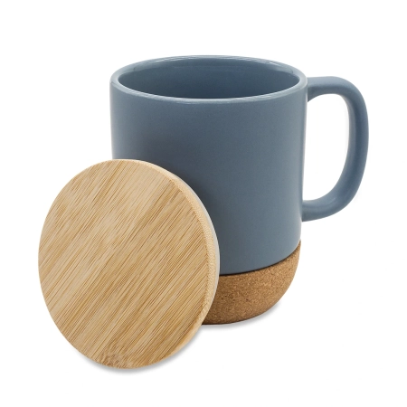 Kubek ceramiczny z bambusową przykrywką Giulia, szary | RD-R85309.21