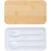 Pudełka śniadaniowe 2 w 1, 2x400 ml, bambusowe wieczko, sztućce | VA-V1215-02