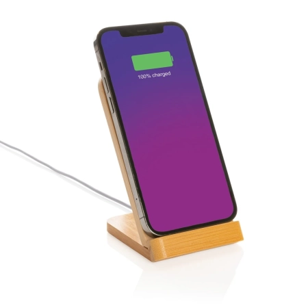 Bambusowa ładowarka bezprzewodowa 5W, stojak na telefon | VA-P308.359