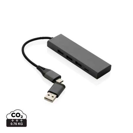 Hub USB 2.0 z USB C, aluminium z recyklingu | VA-P308.682