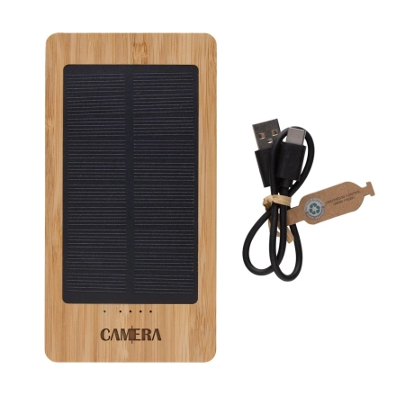Bambusowy power bank 10000 mAh, ładowarka słoneczna | VA-P322.399
