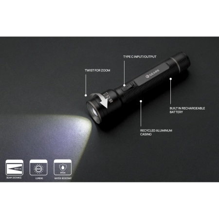 Latarka Gear X, ładowana przez USB, aluminium z recyklingu | VA-P513.921