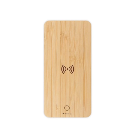 Bambusowy bezprzewodowy power bank 8000 mAh B'RIGHT, ładowarka bezprzewodowa 15W Benson | VA-V0053-17