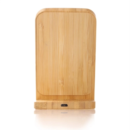 Bambusowa ładowarka bezprzewodowa 10W B'RIGHT, stojak na telefon Wilder | VA-V0349-17